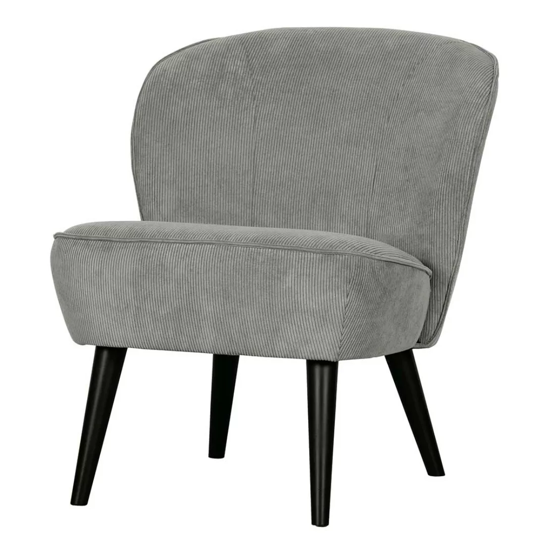 Kleiner Sessel im Retrostil Cord Bezug Graugrün günstig online kaufen