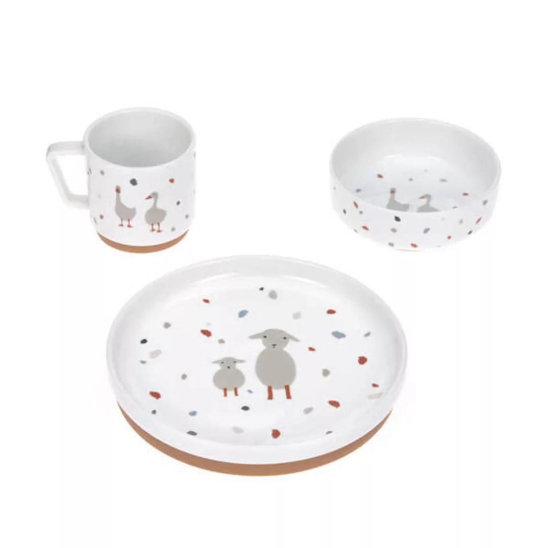 Lässig Kindergeschirr Set Porzellan - Dish Set, Tiny Farmer Gans & Schaf günstig online kaufen