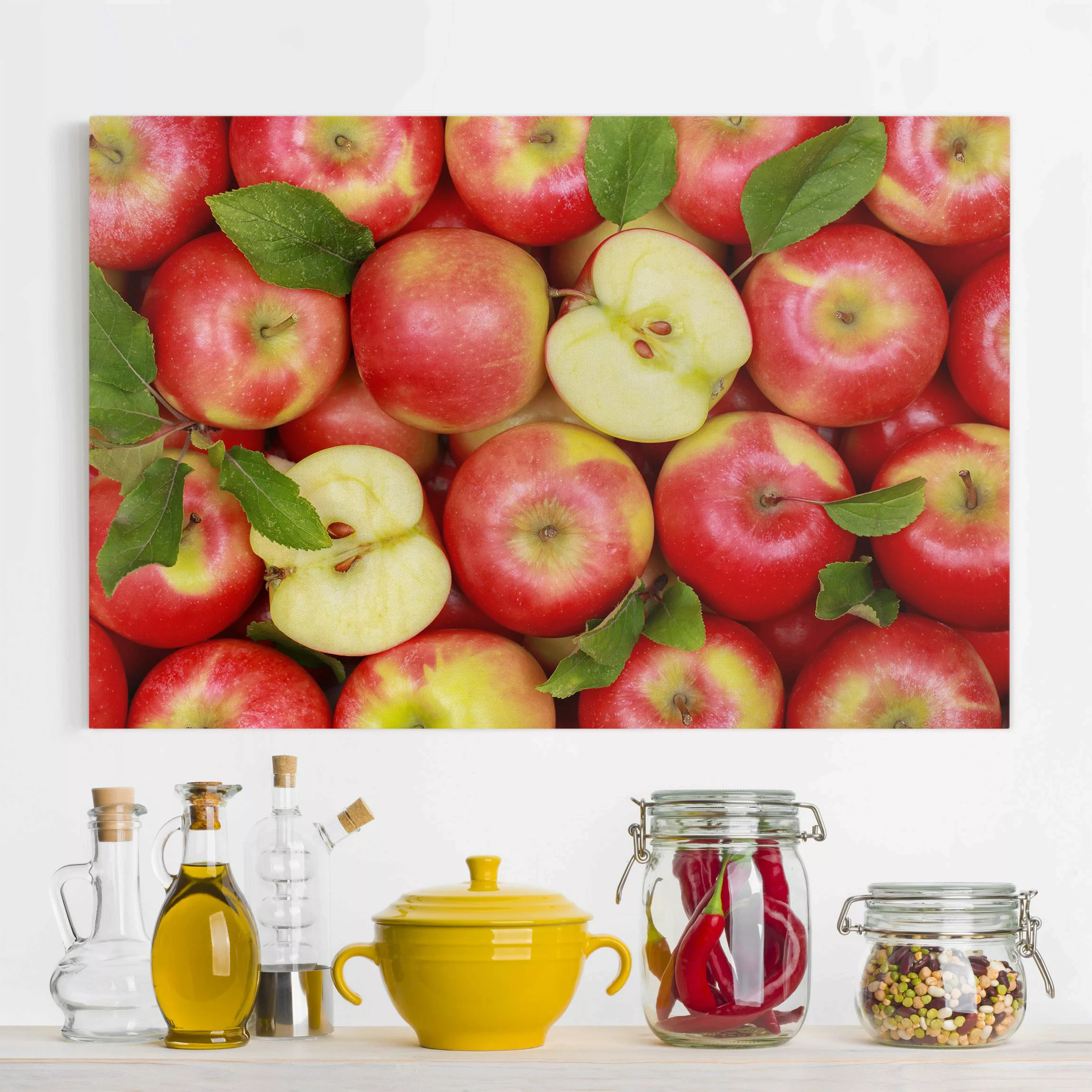 Leinwandbild Küche - Querformat Saftige Äpfel günstig online kaufen