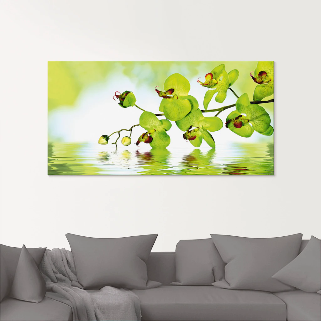 Artland Glasbild "Schöne Orchidee mit grünem Hintergrund", Blumen, (1 St.), günstig online kaufen