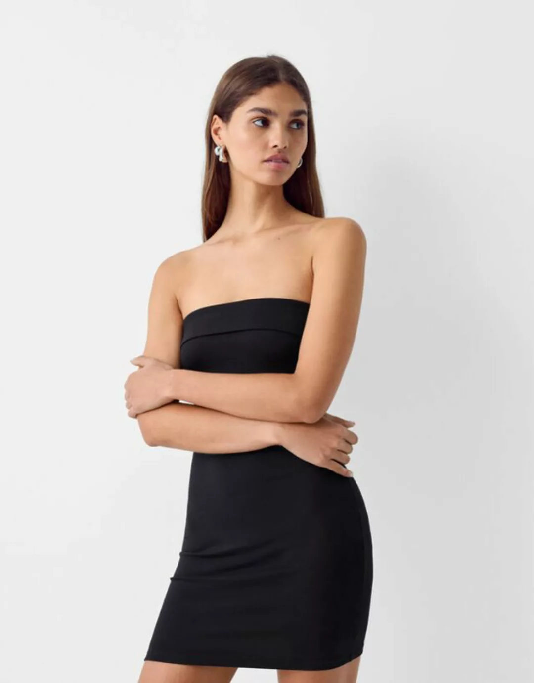 Bershka Bandeau-Minikleid Damen Xs Schwarz günstig online kaufen