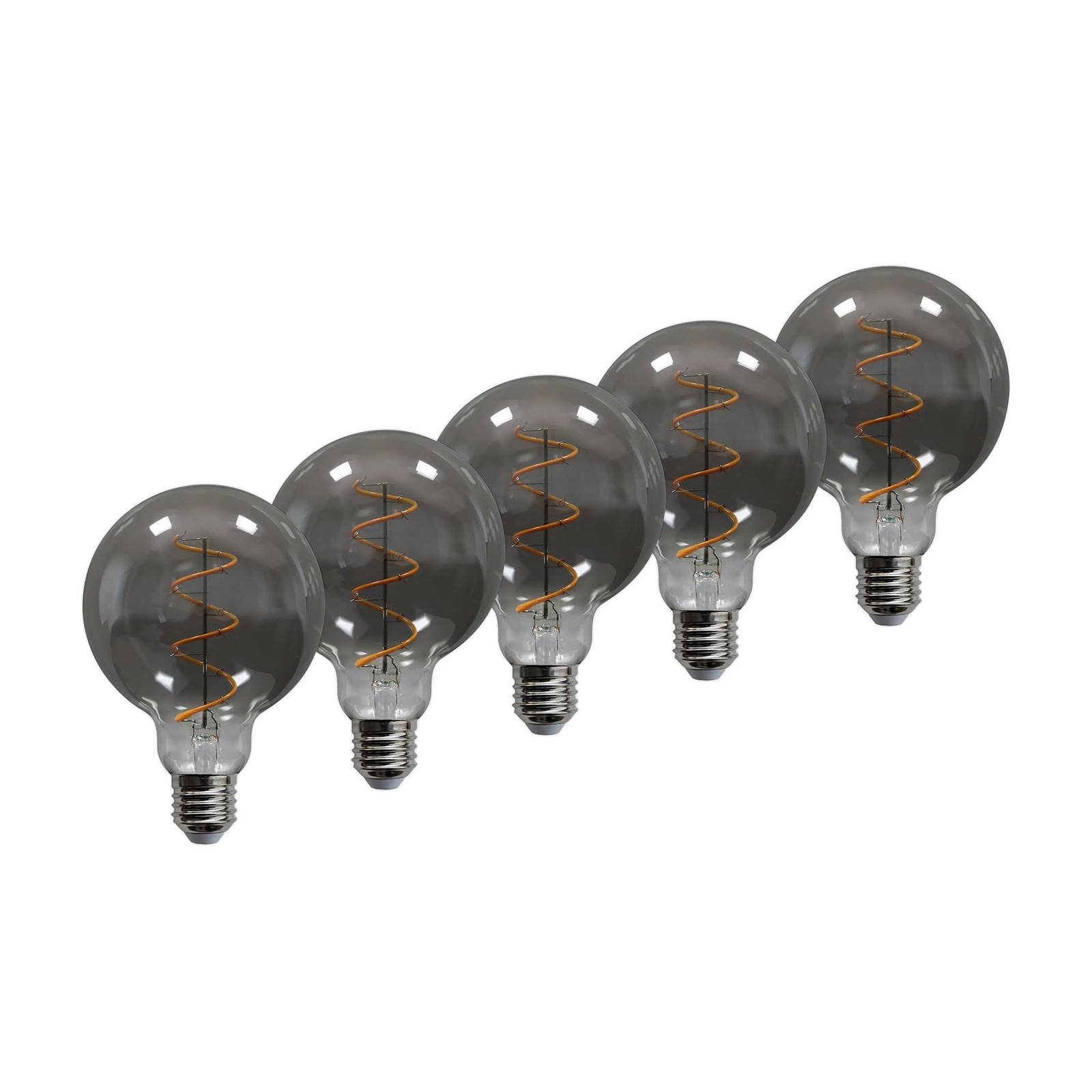 E27 3,8W LED-Globelampe, G95, 1800K, smoke 5er-Set günstig online kaufen