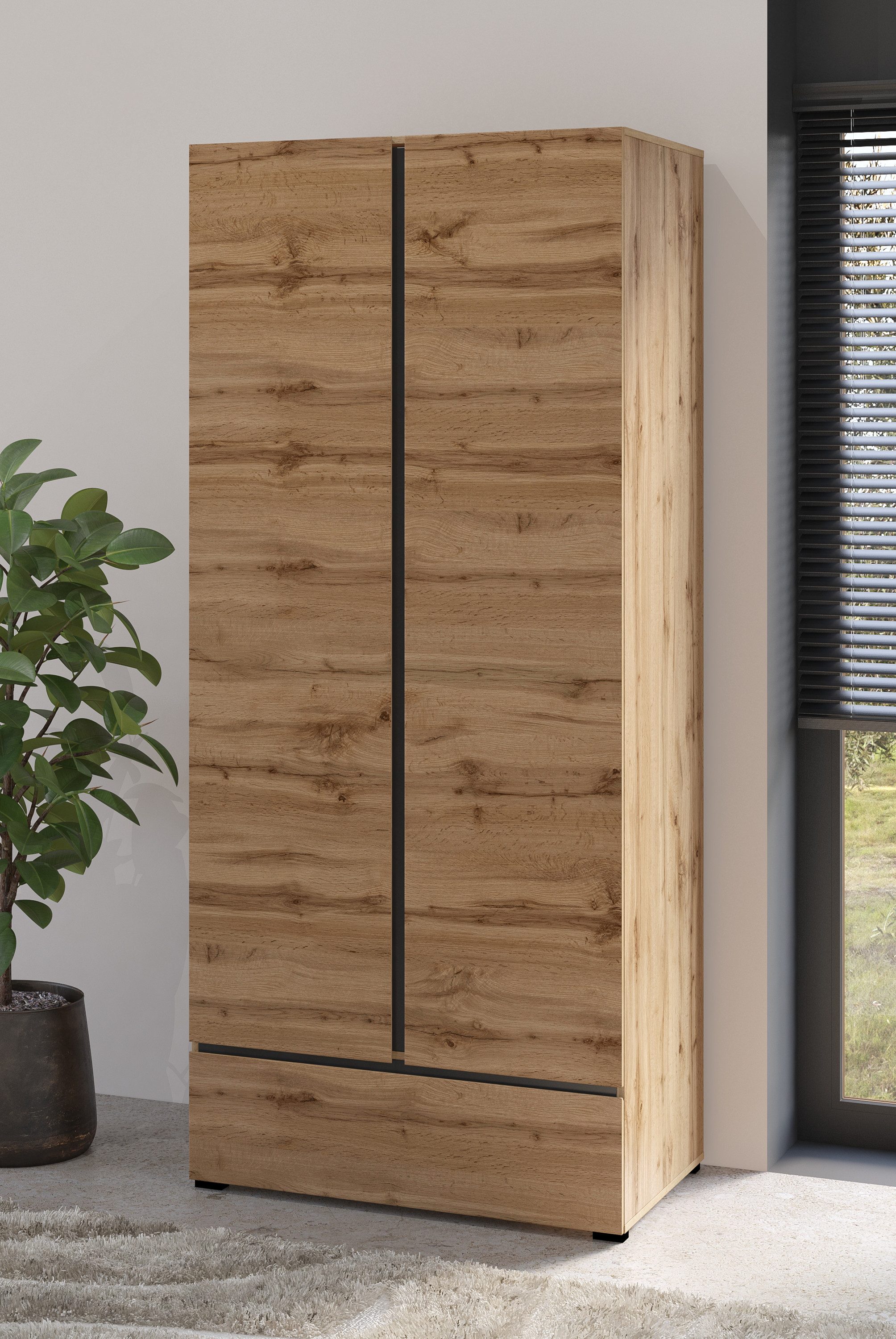 Home affaire Drehtürenschrank "Cross, moderner griffloser Kleiderschrank", günstig online kaufen