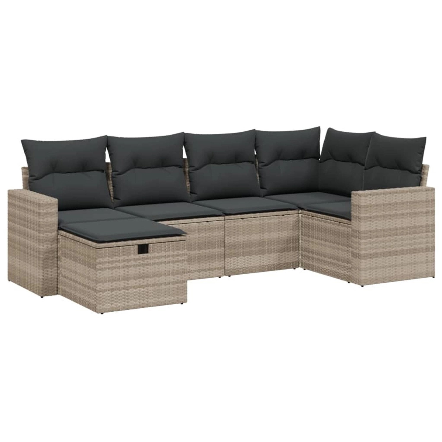 vidaXL 6-tlg Garten-Sofagarnitur mit Kissen Hellgrau Poly Rattan Modell 16 günstig online kaufen