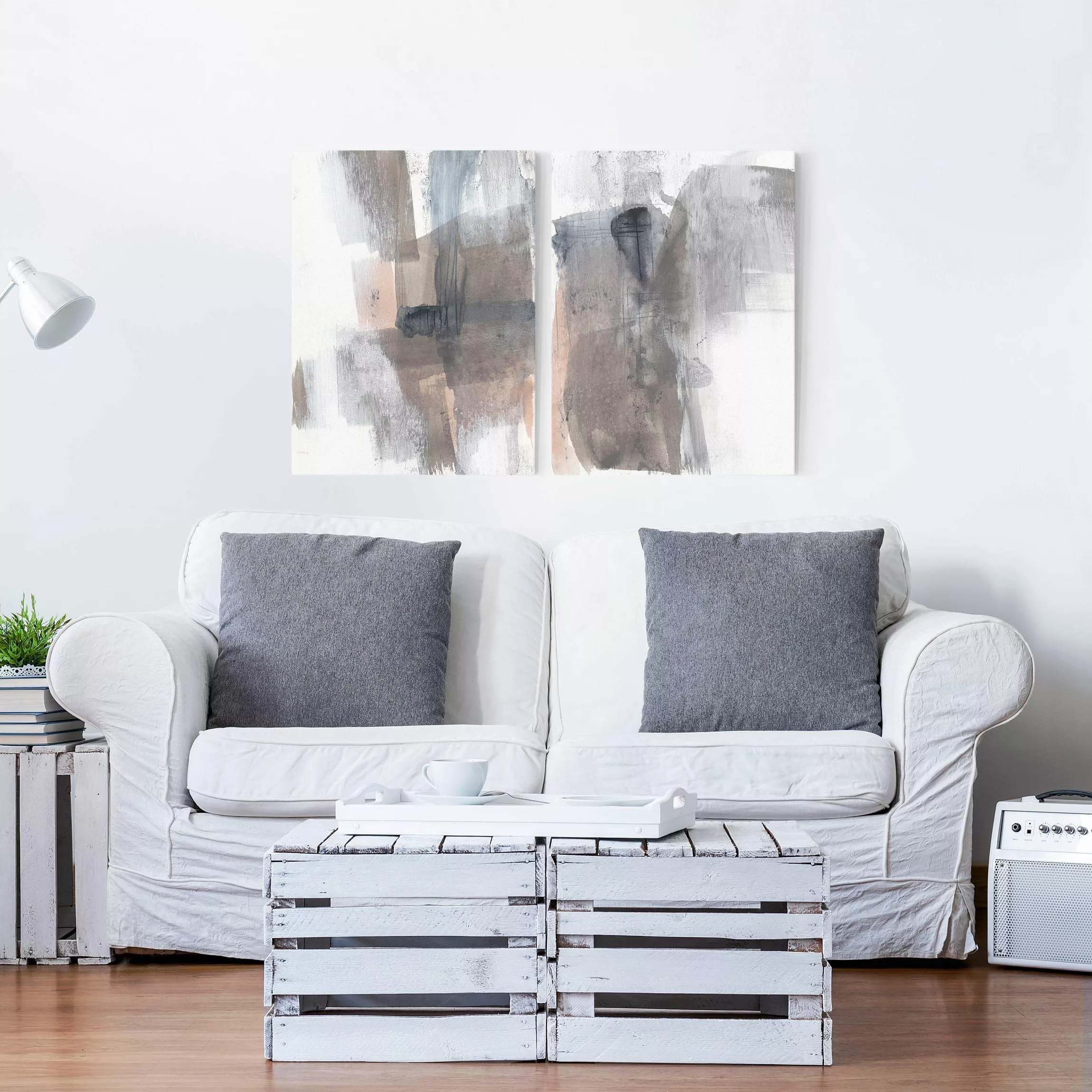 2-teiliges Leinwandbild Abstrakt - Hochformat Schattierungen in Sepia Set I günstig online kaufen