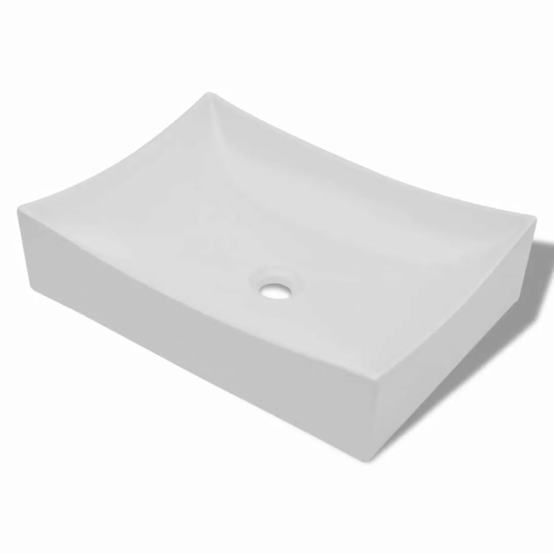 Keramik Porzellan Waschtisch Waschbecken Hochglanz Weiß günstig online kaufen