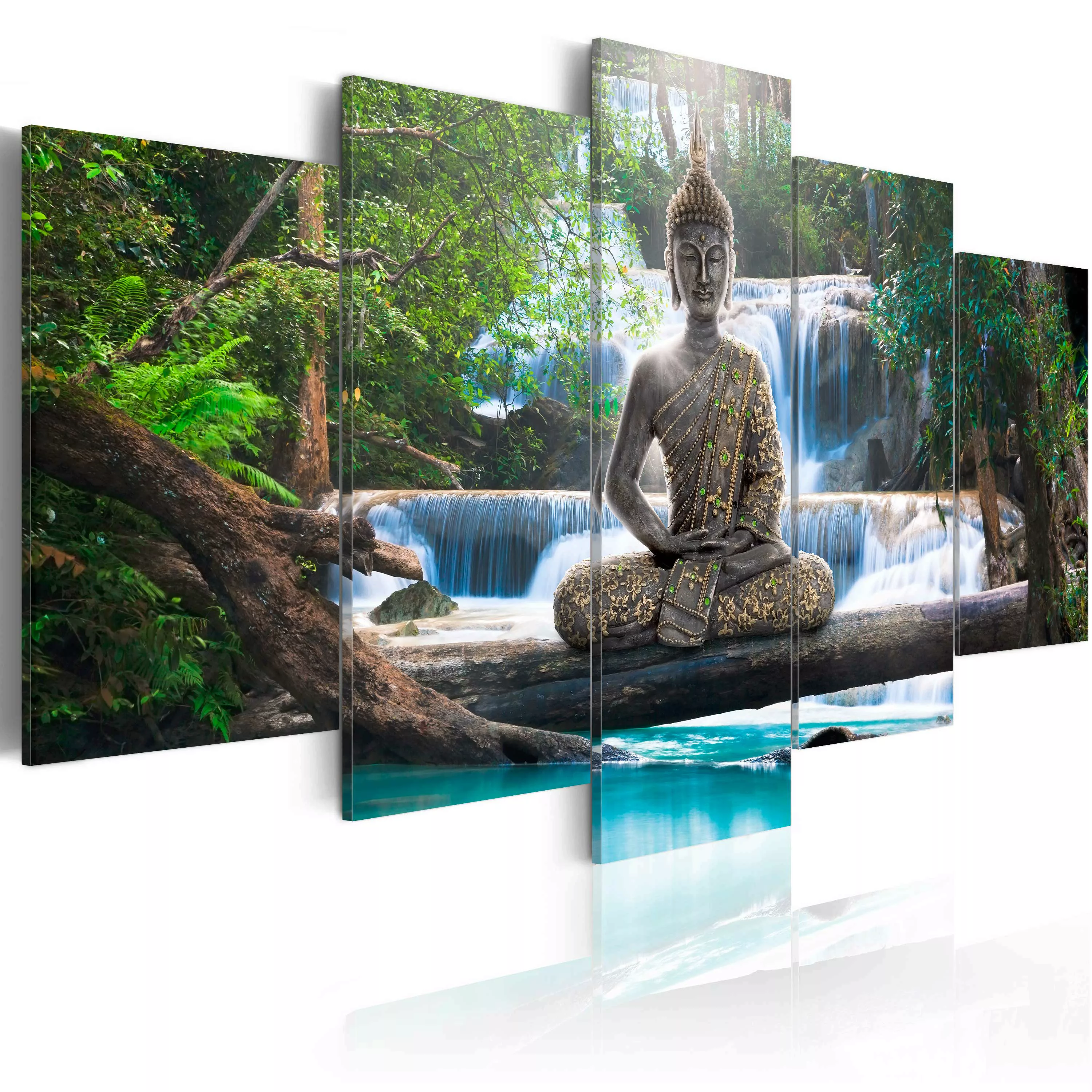 Wandbild - Buddha and waterfall günstig online kaufen