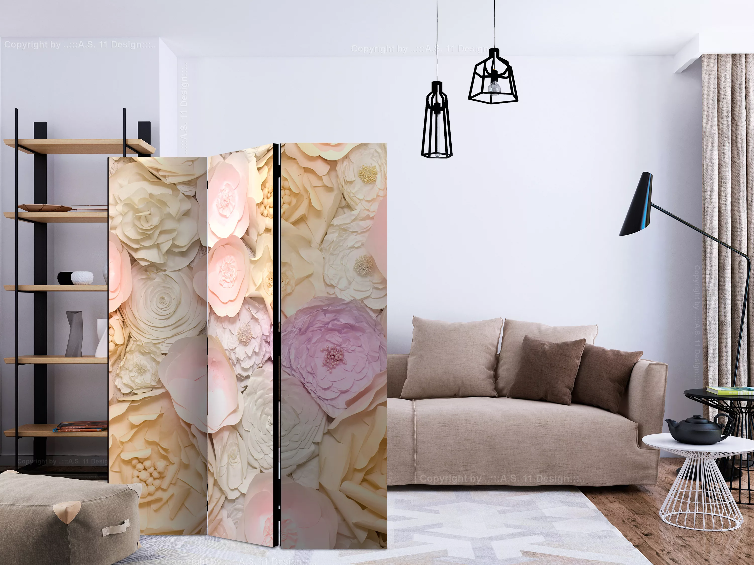 3-teiliges Paravent - Flower Bouquet [room Dividers] günstig online kaufen