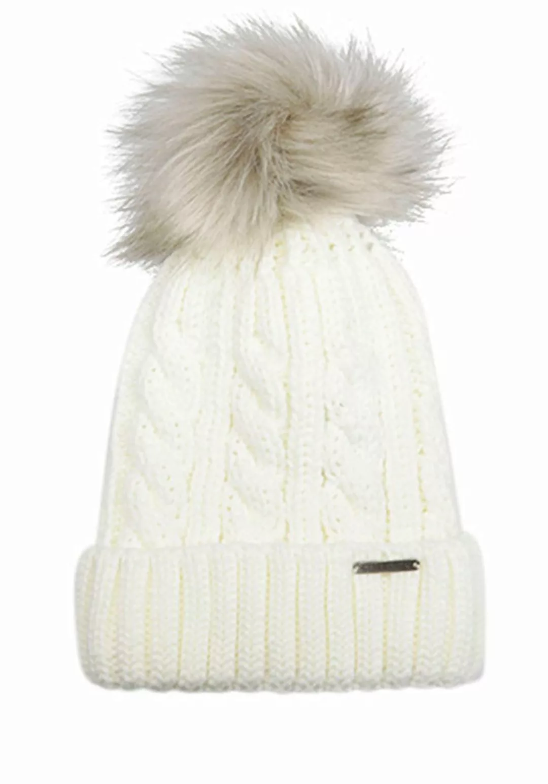 chillouts Bommelmütze "Joan Hat", Mit Fake-Fur Pom Pom, Zopfmuster günstig online kaufen