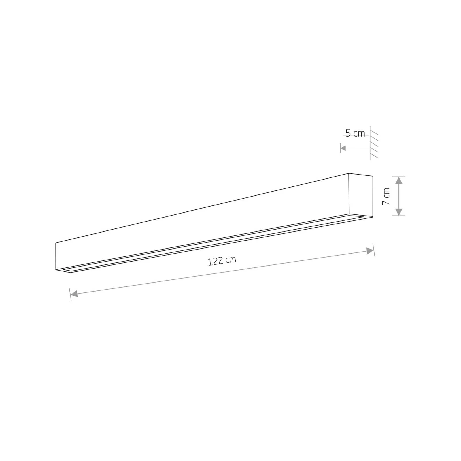 Wandleuchte Straight L, 122 cm, graphit günstig online kaufen