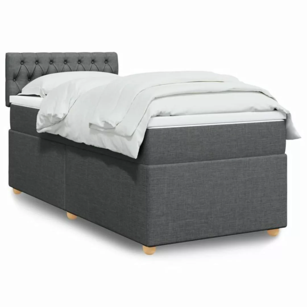 vidaXL Boxspringbett, Boxspringbett mit Matratze Dunkelgrau 90x190 cm Stoff günstig online kaufen