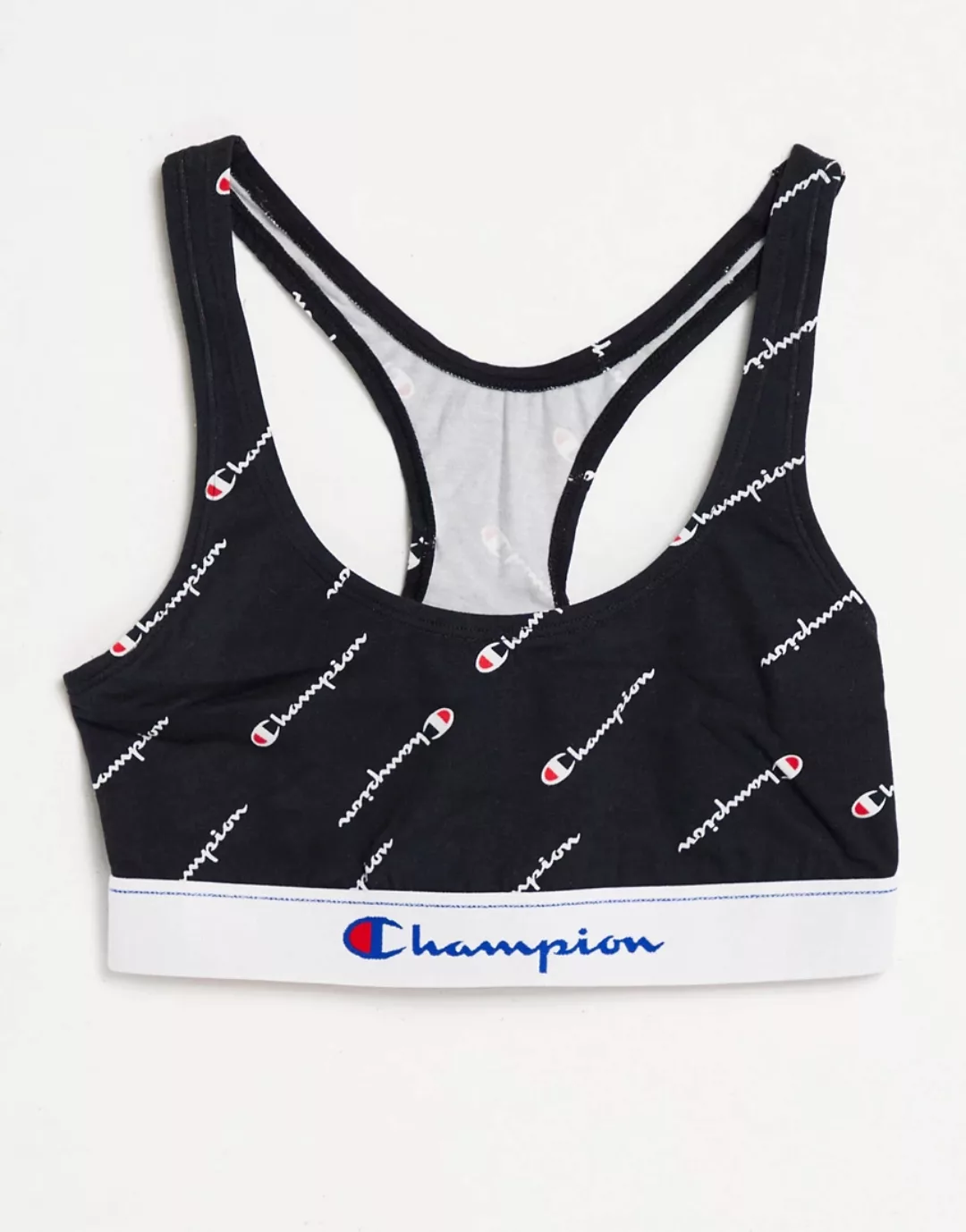 Champion – Racer – Klassisches Bralette mit diagonalem Logo in Schwarz günstig online kaufen