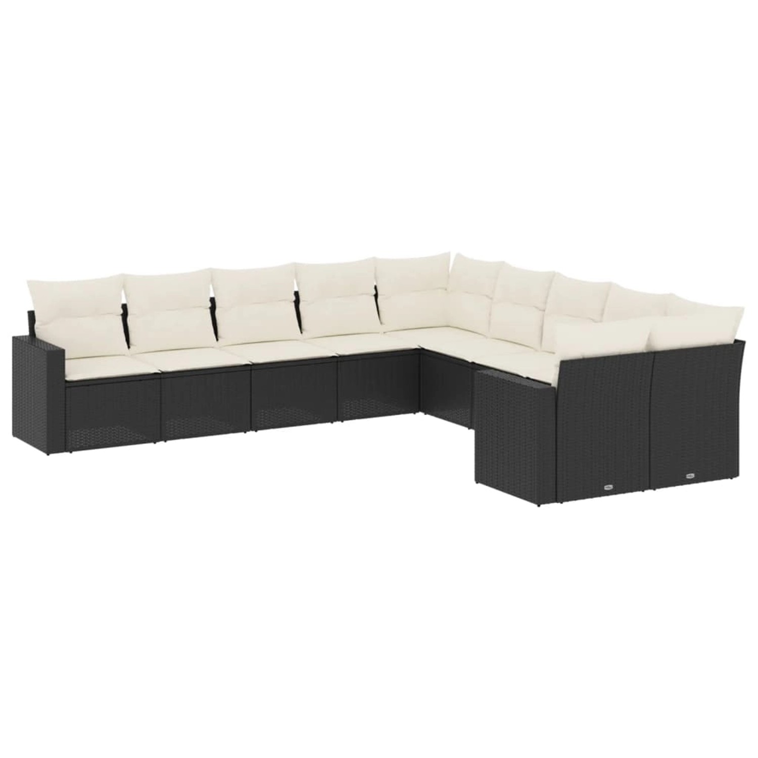 vidaXL 10-Tlg Garten-Sofagarnitur mit Kissen Schwarz Poly Rattan 3219496 günstig online kaufen