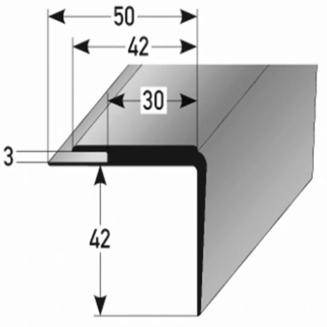 PVC-Treppenkante "Tolosa" PVC-Winkel für Belagsstärken bis 3 mm, 42 mm Brei günstig online kaufen
