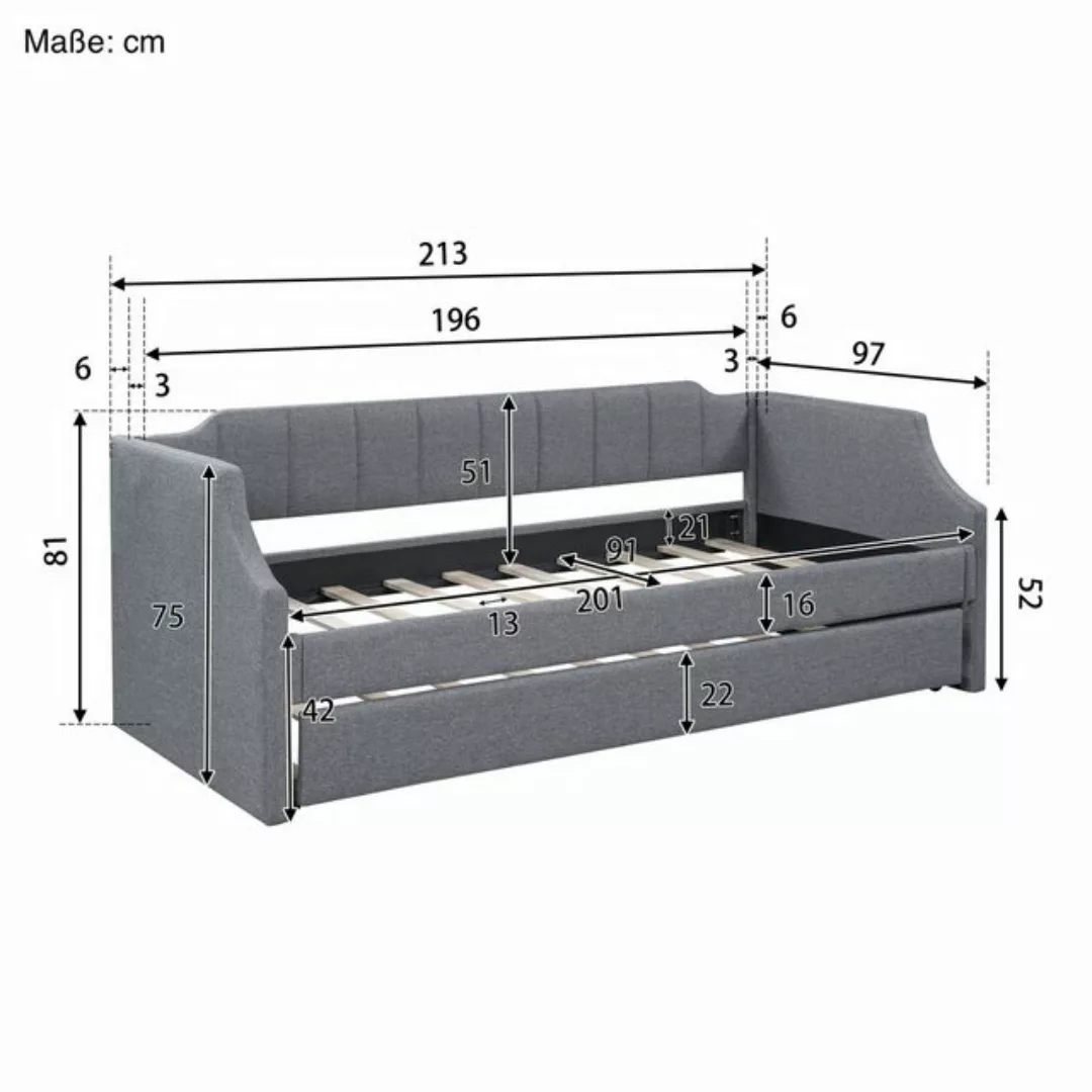 SOFTWEARY Schlafsofa Einzelsofa mit Bettfunktion, Ausziehbett inkl. Lattenr günstig online kaufen