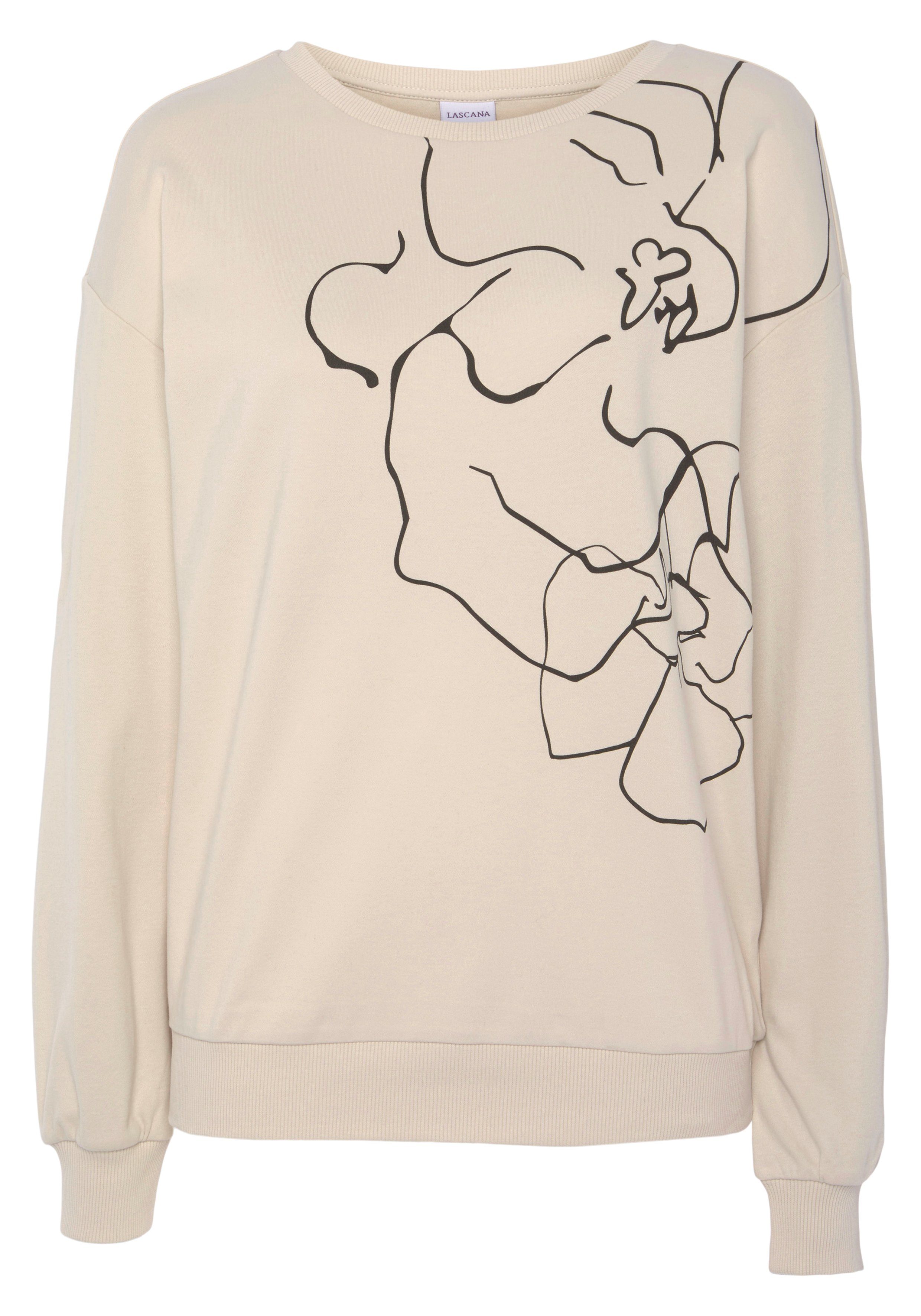 LASCANA Sweatshirt, mit Druck, Loungewear günstig online kaufen