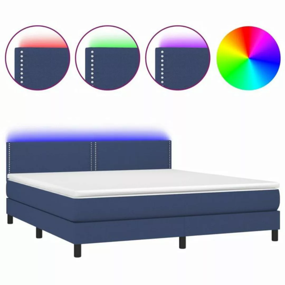 vidaXL Boxspringbett Boxspringbett mit Matratze LED Blau 180x200 cm Stoff B günstig online kaufen