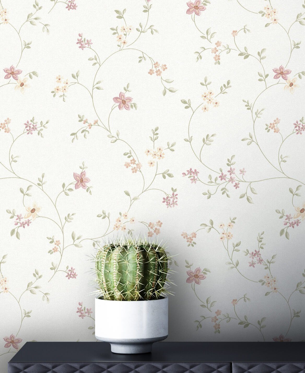 Newroom Vliestapete, Weiß Tapete Floral Blumen günstig online kaufen