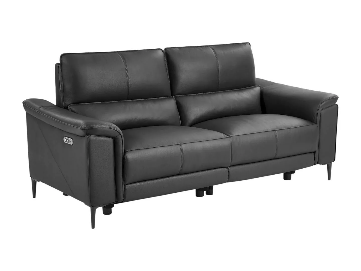 Relaxsofa elektrisch 3-Sitzer - Rindsleder - Anthrazitgrau - VALPARO günstig online kaufen