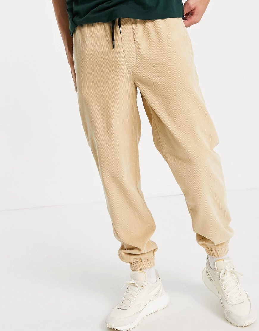 Topman – Lockere Jogginghose aus Cord in Stein-Neutral günstig online kaufen