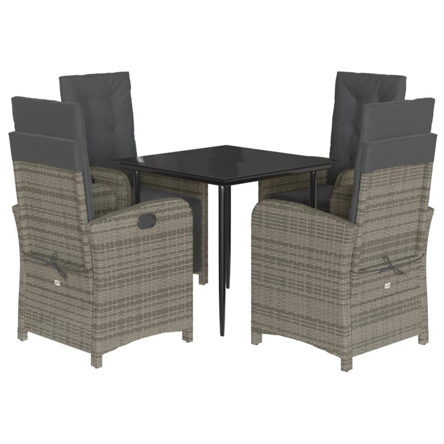 vidaXL 5-Tlg Garten-Essgruppe mit Kissen Grau Poly Rattan 3212557 günstig online kaufen