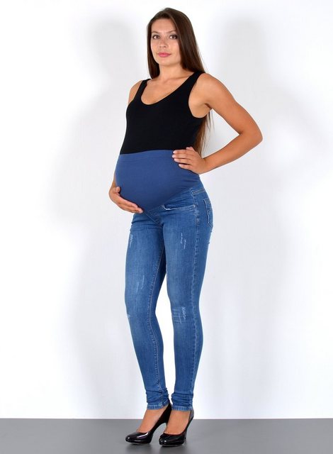 ESRA Umstandsjeans J533 Skinny Fit Schwangerschaftshose mit elastischem Bun günstig online kaufen