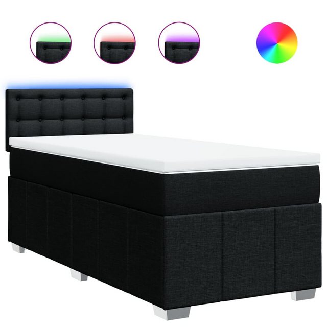 vidaXL Bettgestell Boxspringbett mit Matratze Schwarz 90x200 cm Stoff Bett günstig online kaufen