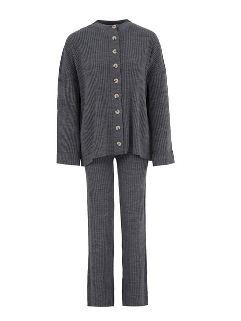 Freshlions Langarmshirt & Hose Freshlions Cardigan Pants Set dunkelgrau One günstig online kaufen