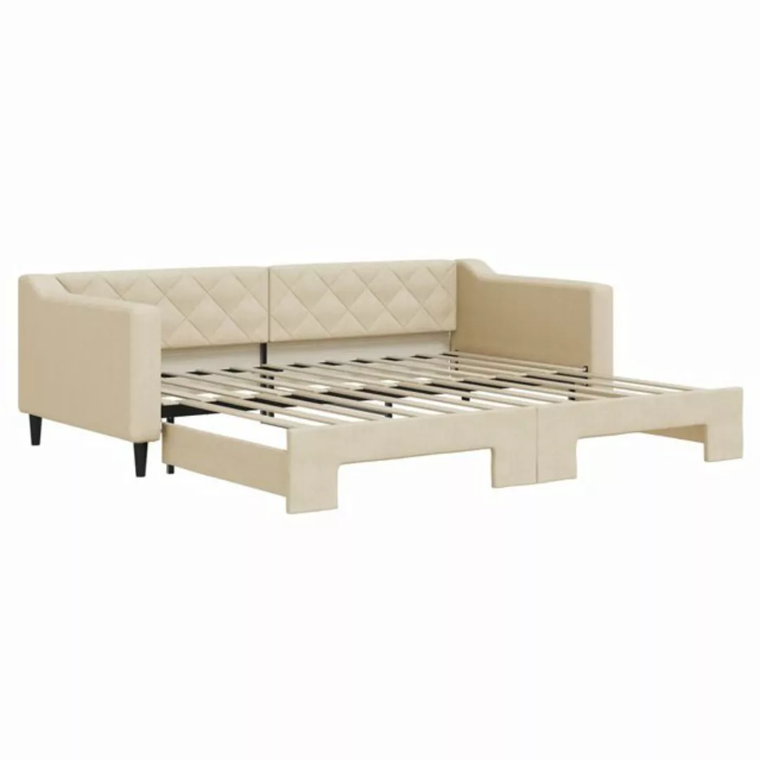 vidaXL Gästebett Gästebett Tagesbett Ausziehbar Creme 90x200 cm Stoff Bett günstig online kaufen