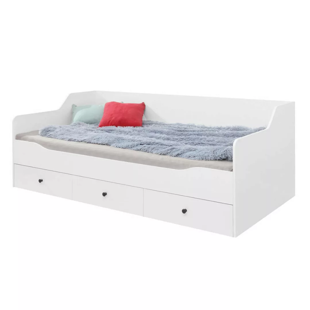 Bett 90x200cm Liegefläche, 3 Bettschubladen weiß BEND-133 günstig online kaufen