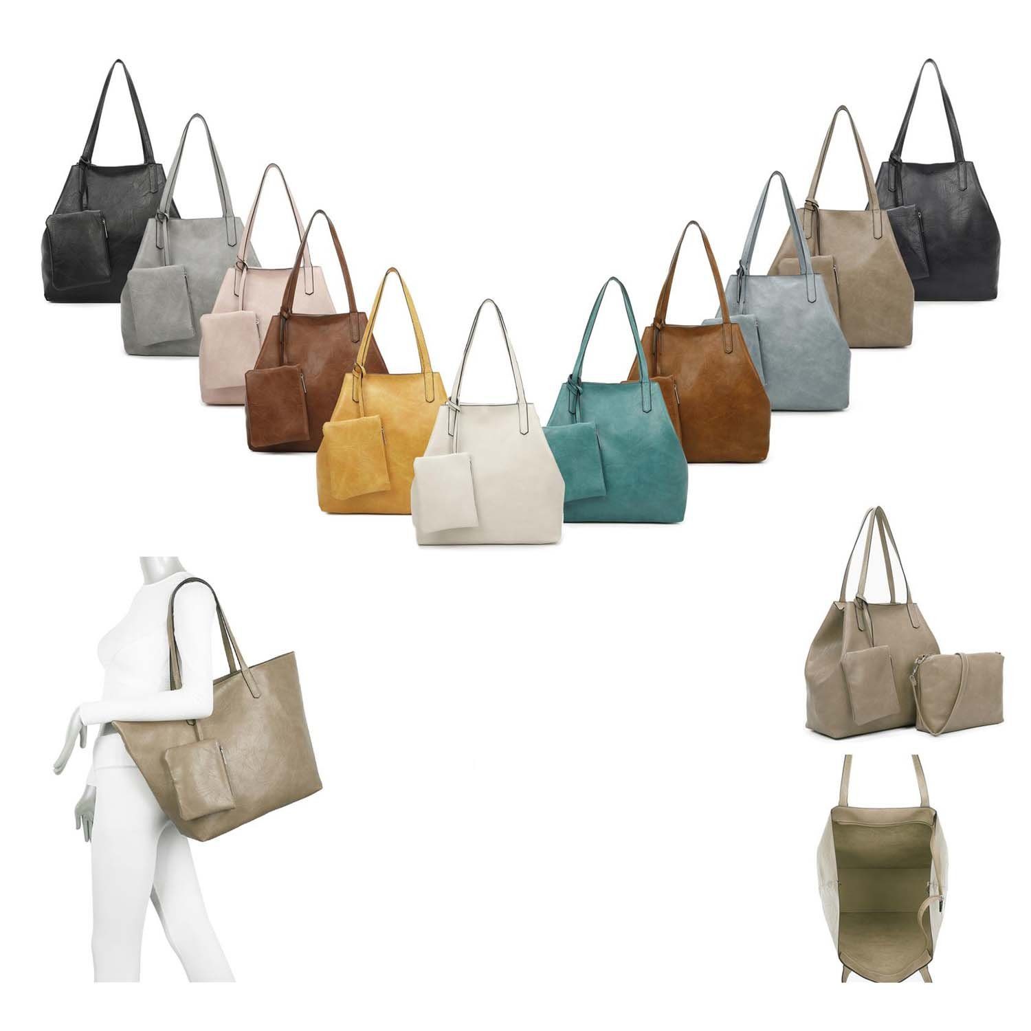ITALYSHOP24 Schultertasche Damen Tasche SET 2in1 günstig online kaufen