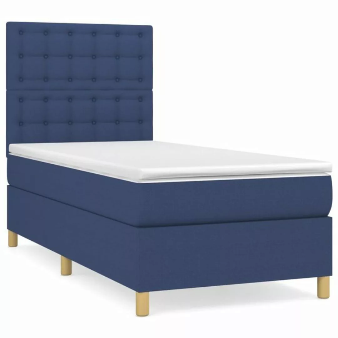 vidaXL Bettgestell Boxspringbett mit Matratze Blau 90x200 cm Stoff Bett Bet günstig online kaufen