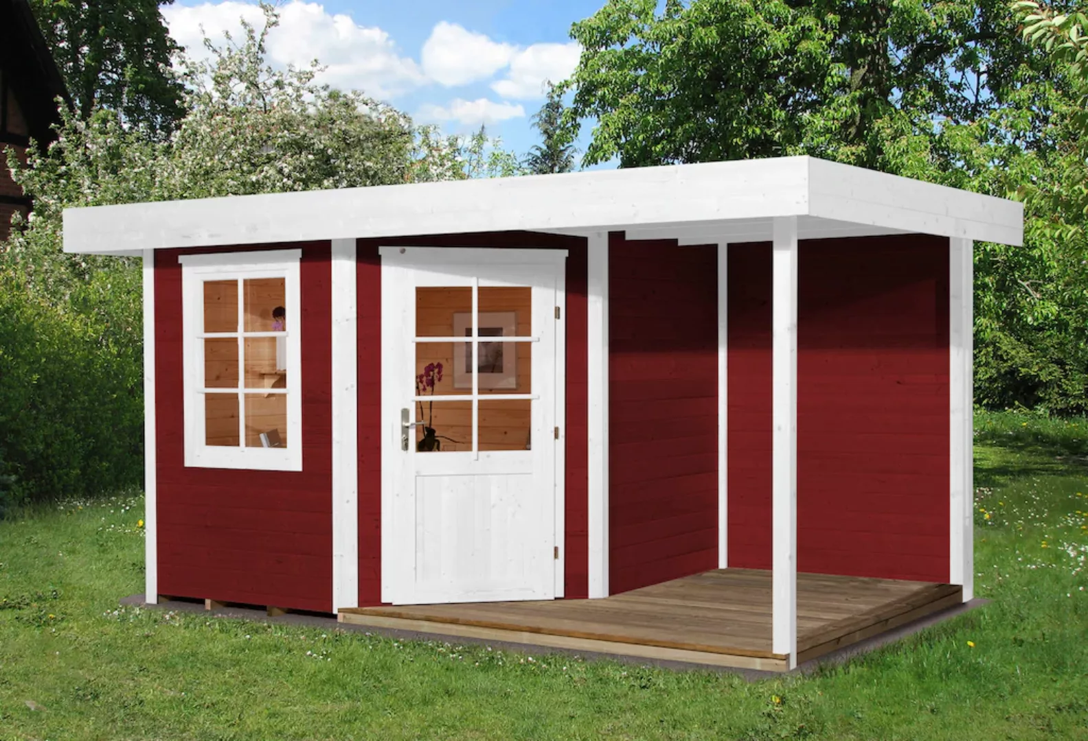 weka Gartenhaus "Designhaus 213 Plus", (Set), mit Anbaudach und Rückwand günstig online kaufen