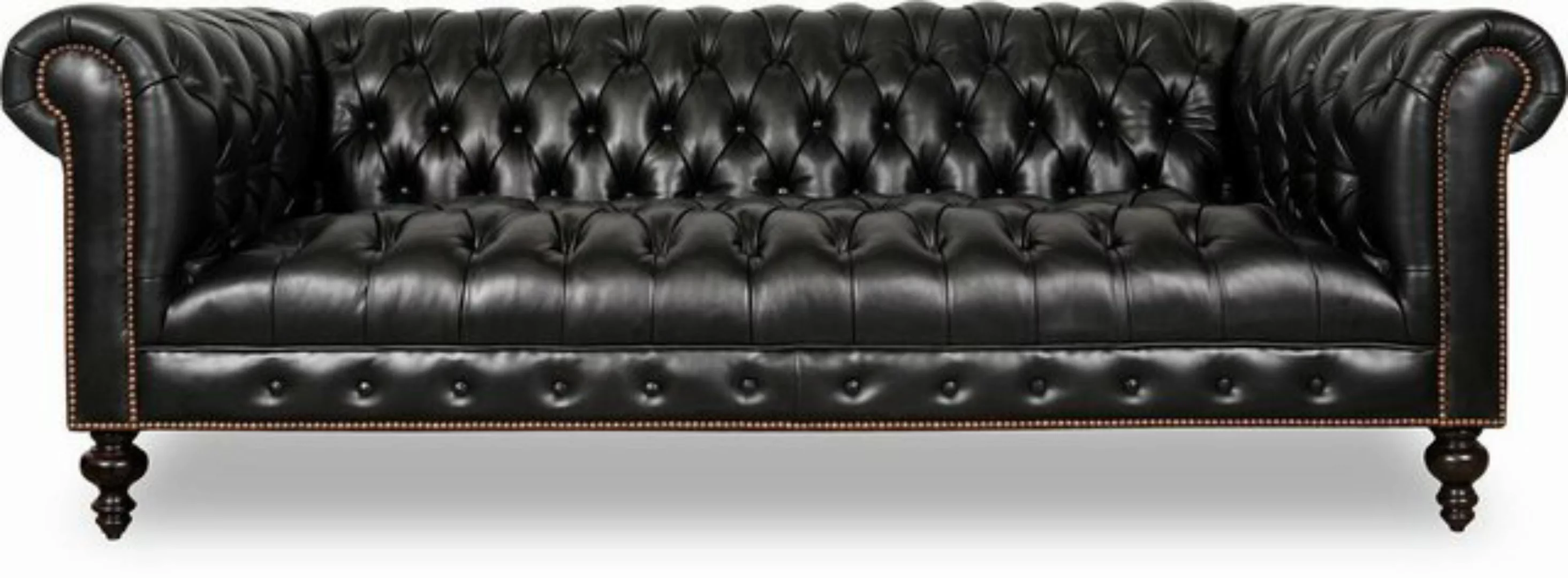 JVmoebel Chesterfield-Sofa Leder Sofa Chesterfield Couch England Schwarz 10 günstig online kaufen