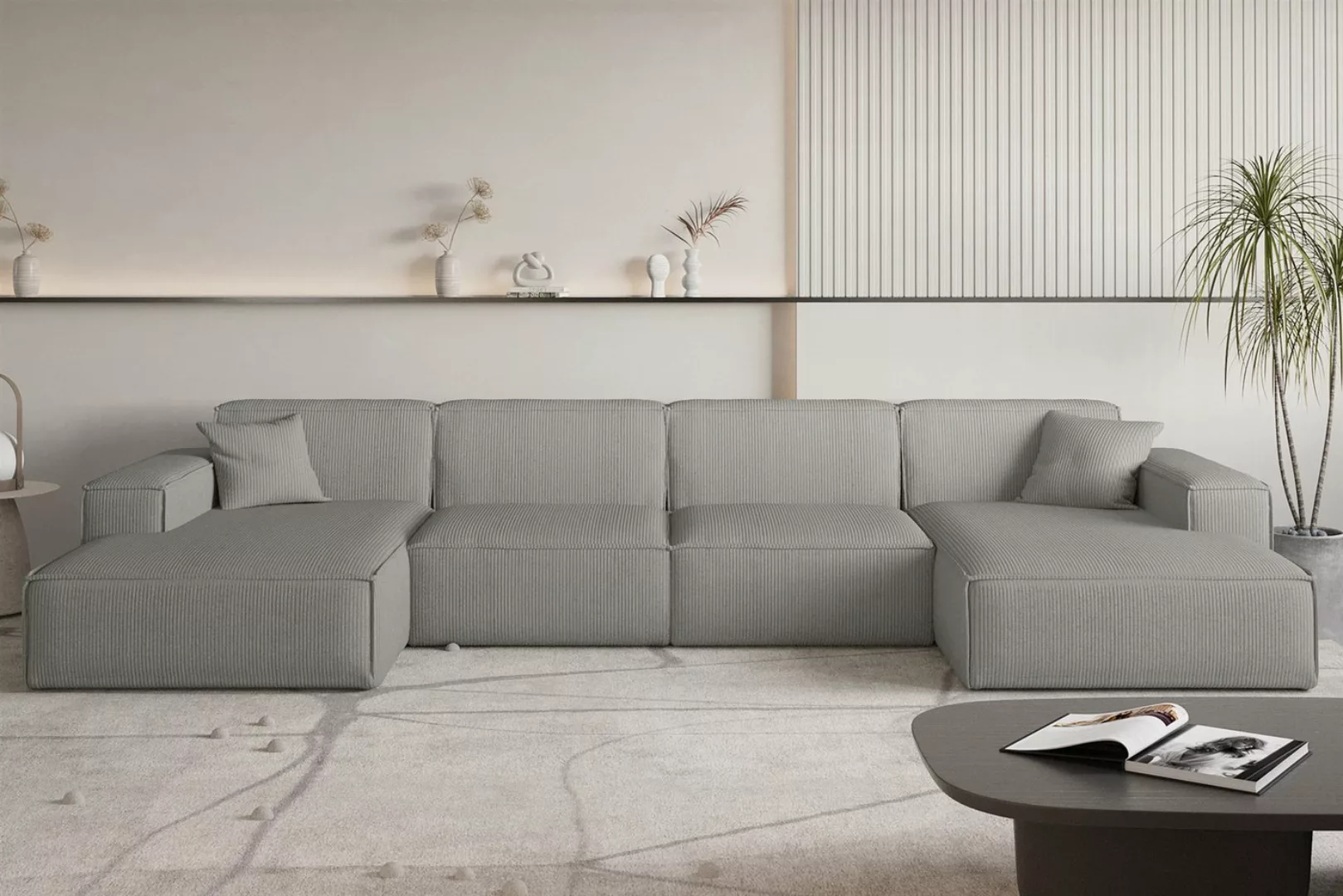 Fun Möbel Wohnlandschaft Sofa U-Form CELES PREMIUM in Stoff Scala, Breite 3 günstig online kaufen