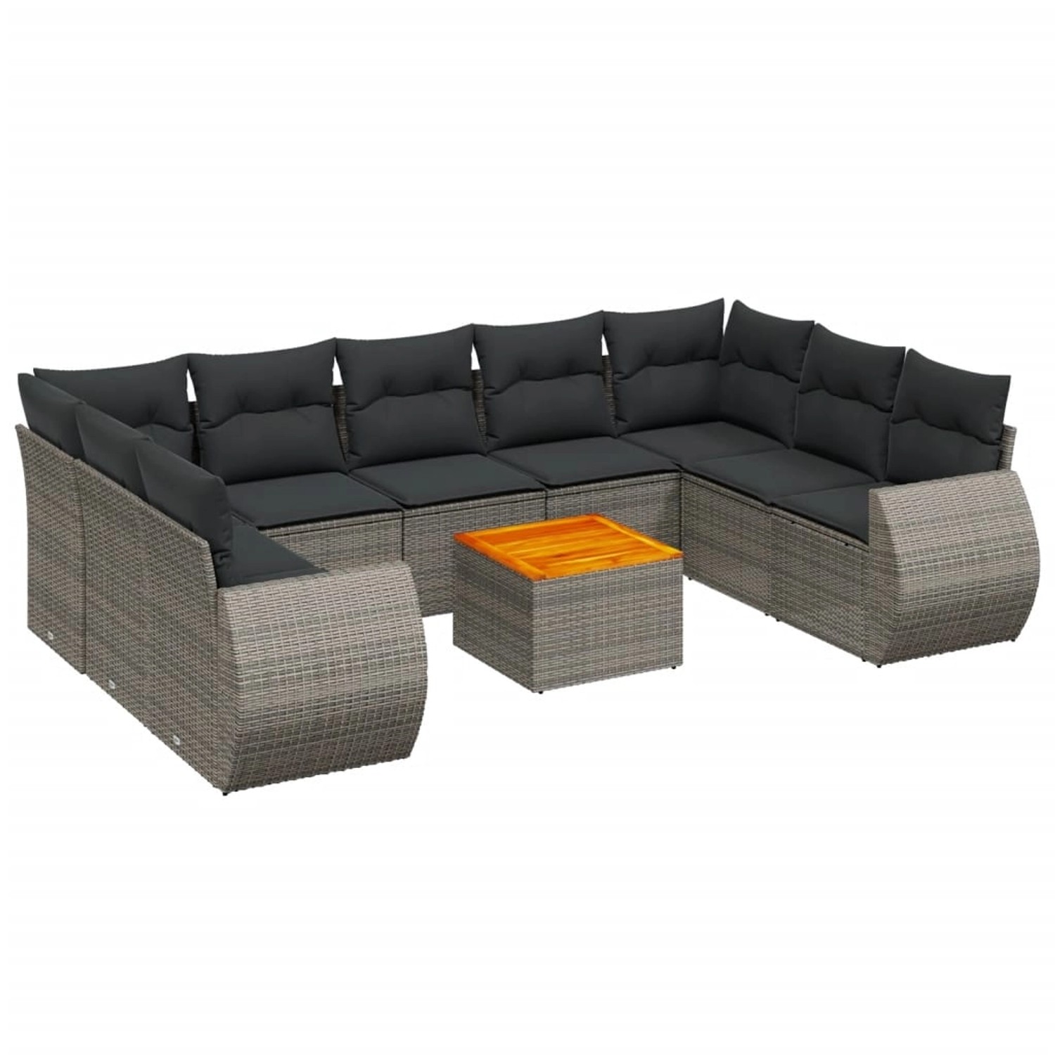 vidaXL 10-Tlg Garten-Sofagarnitur mit Kissen Grau Poly Rattan 3225150 günstig online kaufen