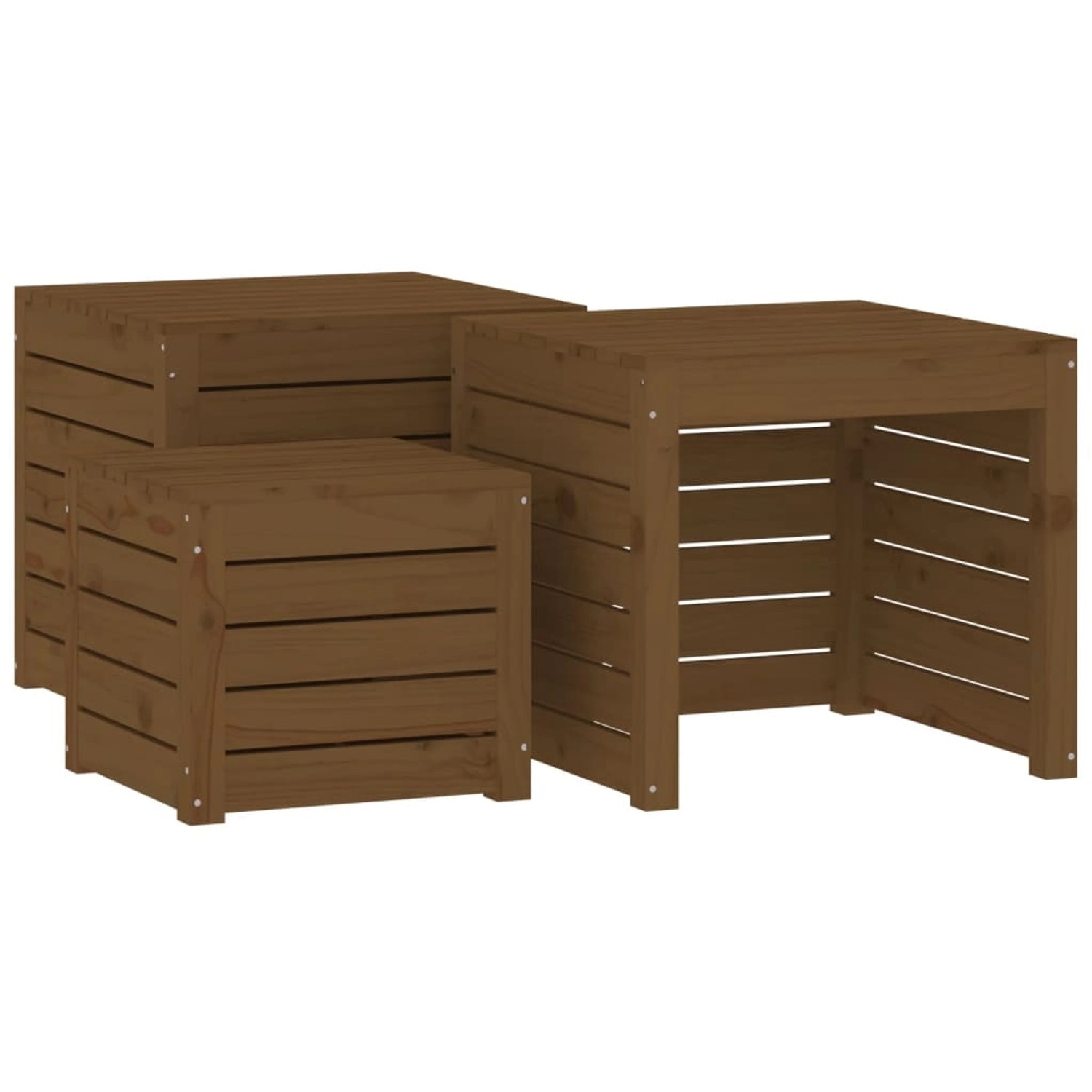 vidaXL 3-tlg. Gartenbox-Set Honigbraun Massivholz Kiefer günstig online kaufen