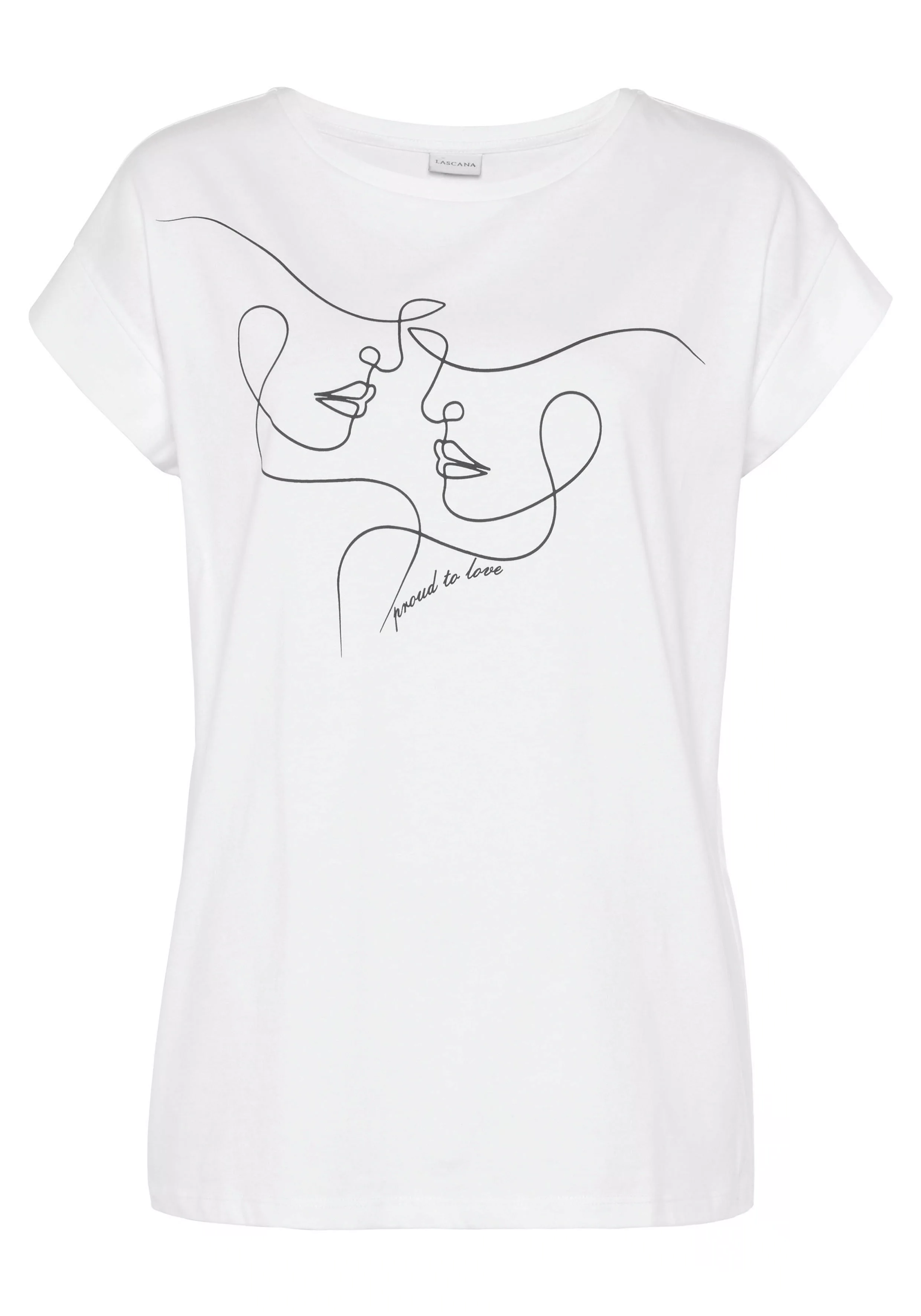 LASCANA Kurzarmshirt, mit Frontdruck, T-Shirt aus Baumwolle günstig online kaufen