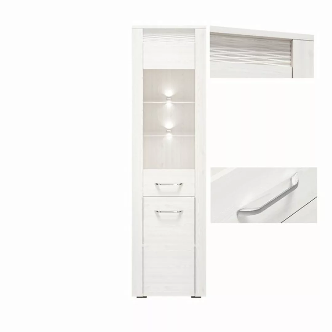 Lomadox Vitrine CORDOBA-131 in Schnee Kiefer Nb., B/H/T: ca. 55/200/40 cm w günstig online kaufen