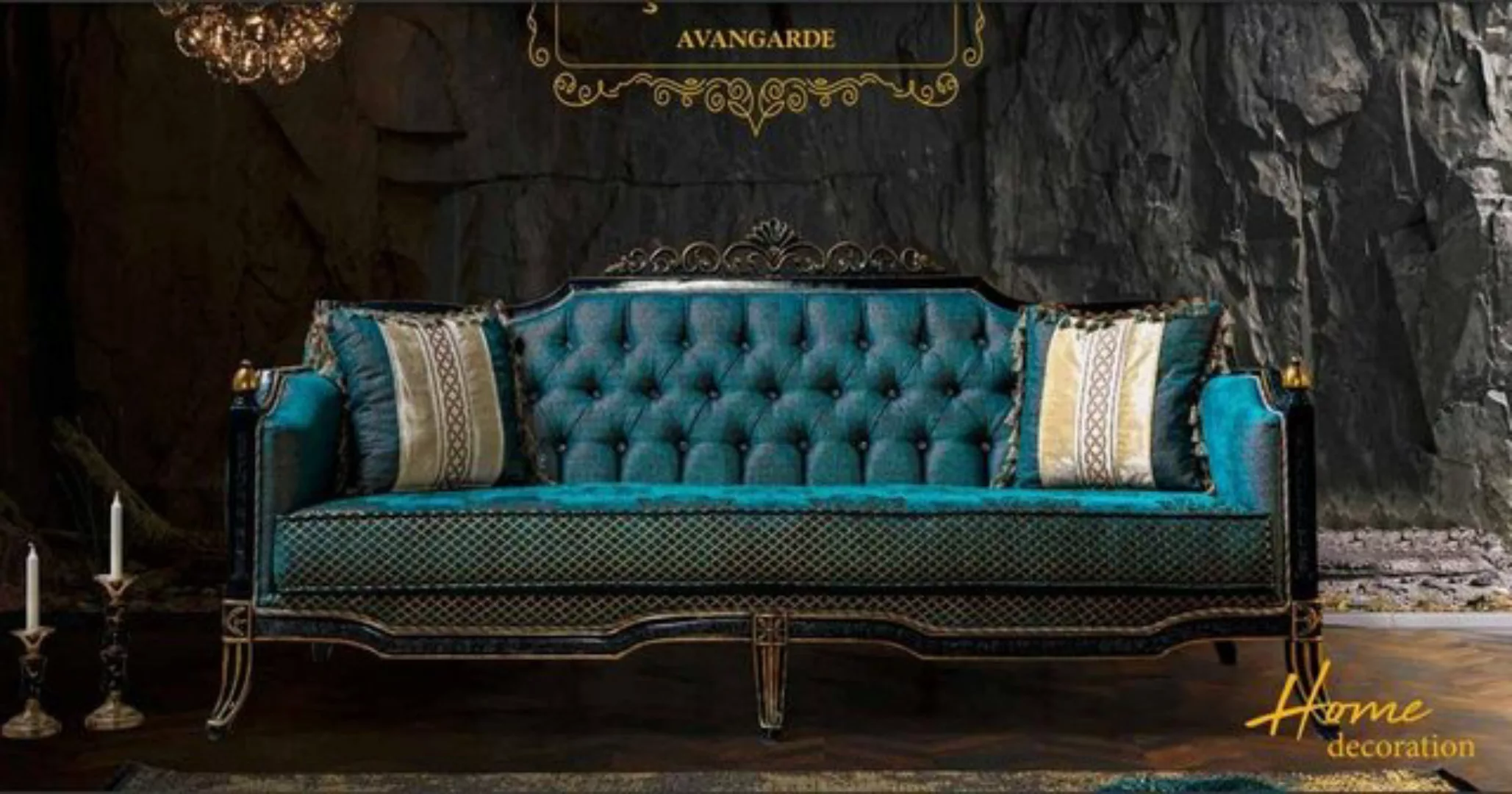 JVmoebel Sofa Luxus Dreisitzer Sofa 3 Sitzer Sitz Stoff Barock Rokoko Möbel günstig online kaufen