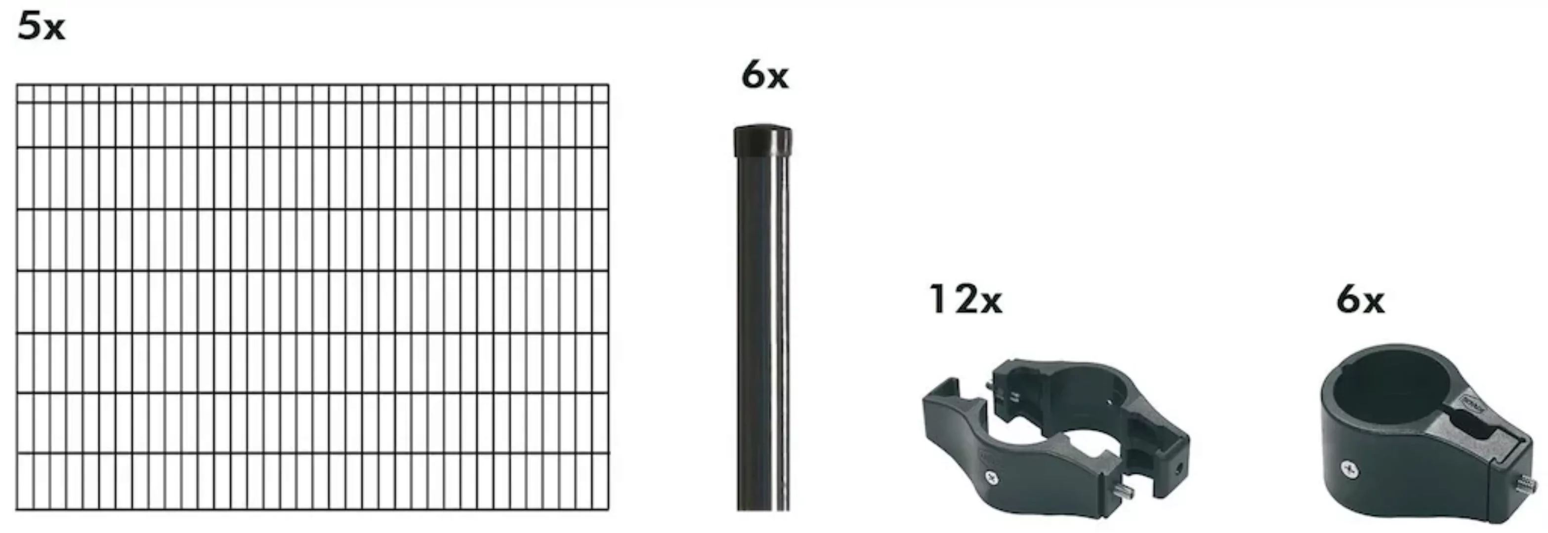 KRAUS Doppelstabmattenzaun "Dino-Pro DS-Z42", anthrazit, 140 cm hoch, 5 Ele günstig online kaufen