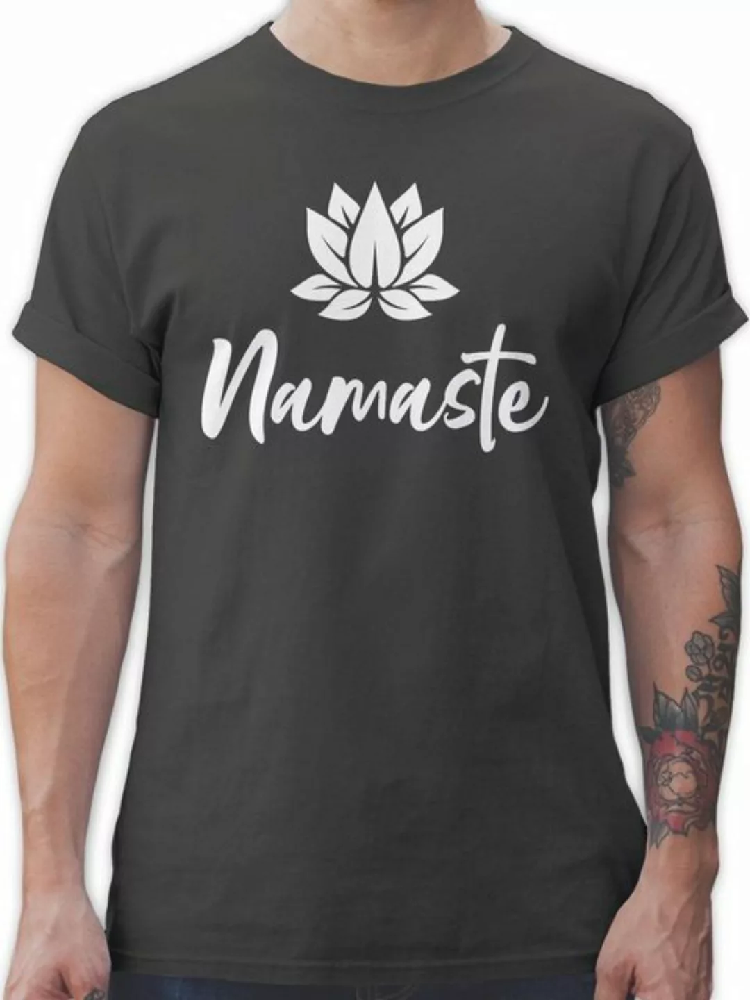 Shirtracer T-Shirt Namaste mit Lotusblüte weiß Yoga und Wellness Geschenk günstig online kaufen
