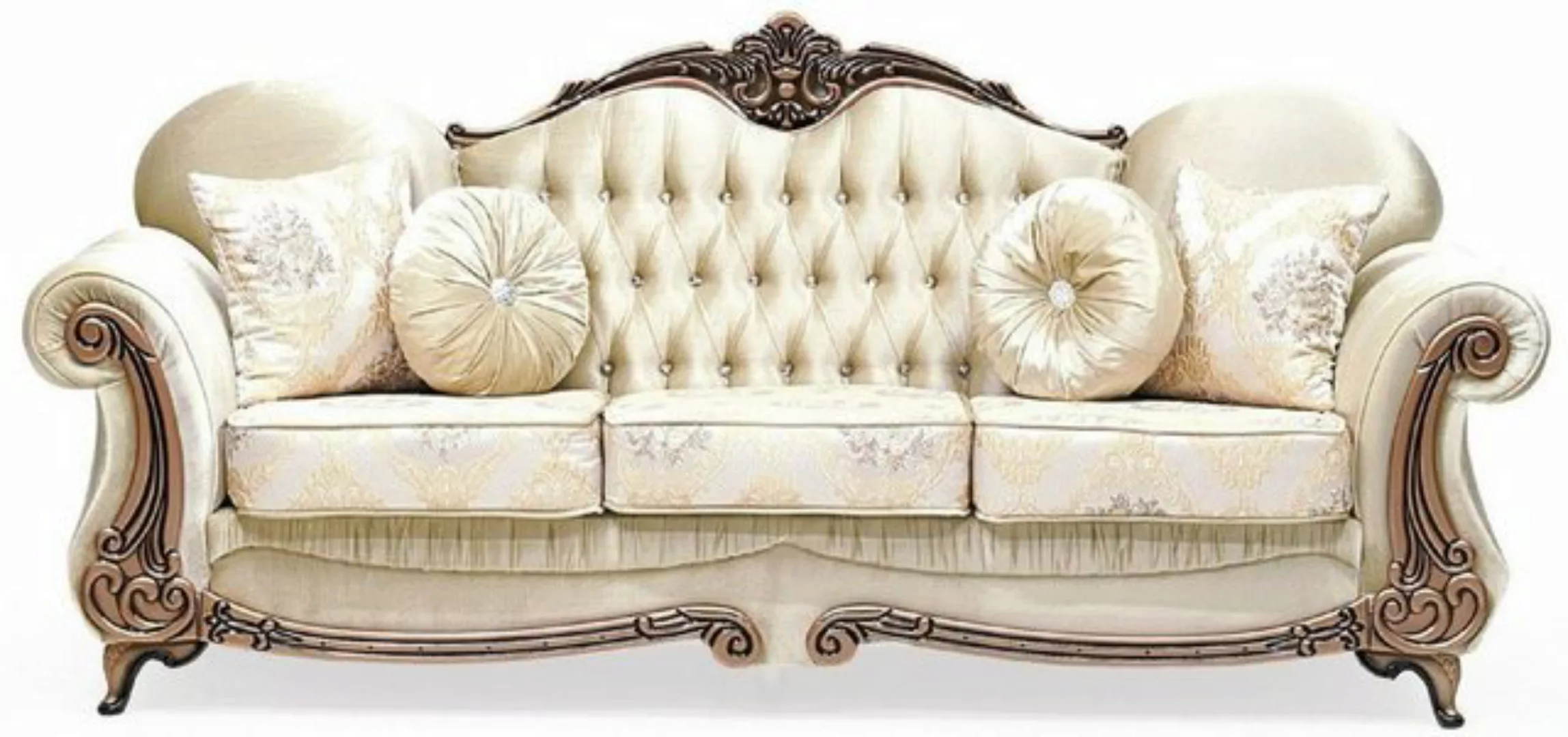 Casa Padrino Sofa Luxus Barock Sofa Gold / Braun - Prunkvolles Wohnzimmer S günstig online kaufen