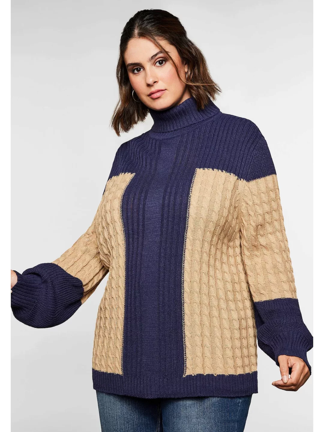 Sheego Rollkragenpullover "Große Größen", mit verschiedenen Strickarten günstig online kaufen