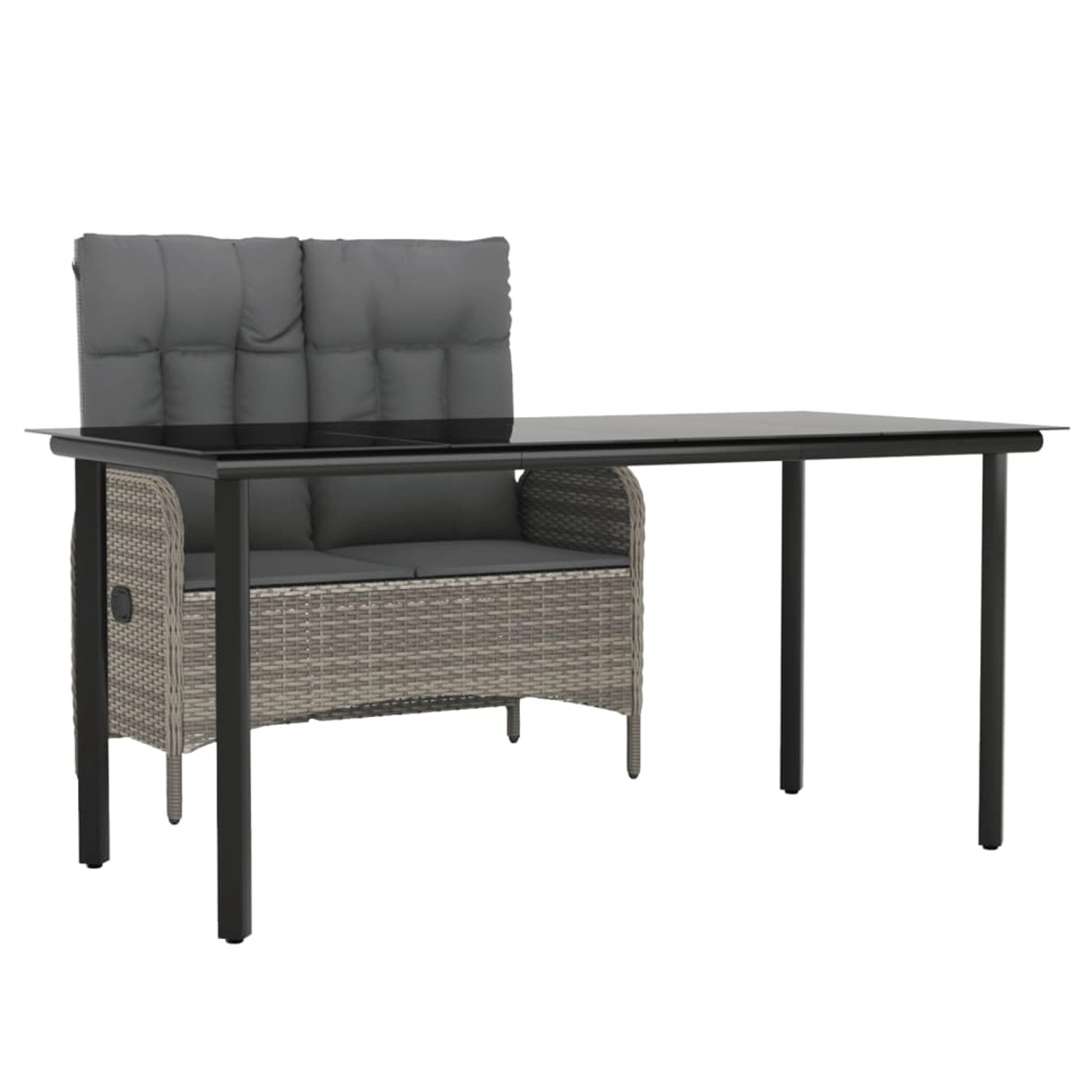 vidaXL 2-Tlg Garten-Essgruppe mit Kissen Grau Poly Rattan 3203506 günstig online kaufen