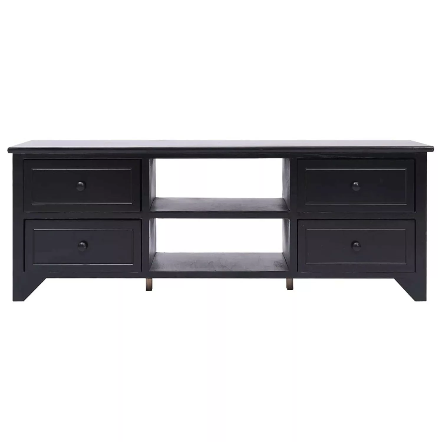 Tv-schrank Schwarz 108x30x40 Cm Massivholz Paulownia günstig online kaufen
