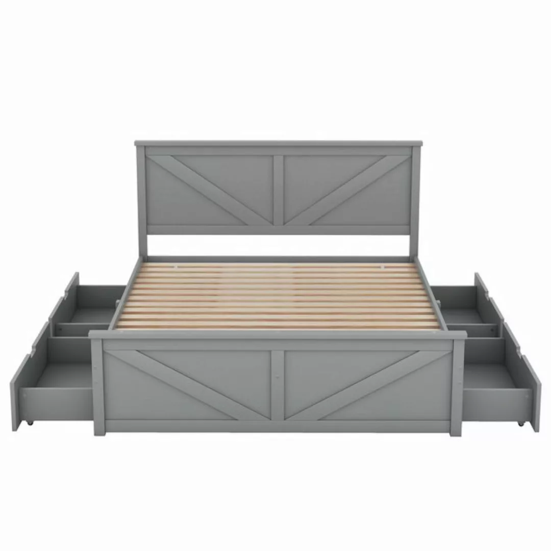 MODFU Funktionsbett Holzbett Stauraumbett Doppelbett 160x200cm, 160x200cm E günstig online kaufen