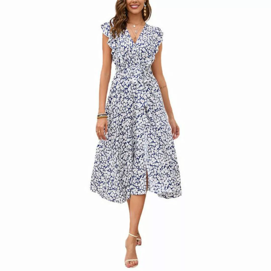 AFAZ New Trading UG 2-in-1-Kleid Lockeres Damenkleid mit V-Ausschnitt und R günstig online kaufen