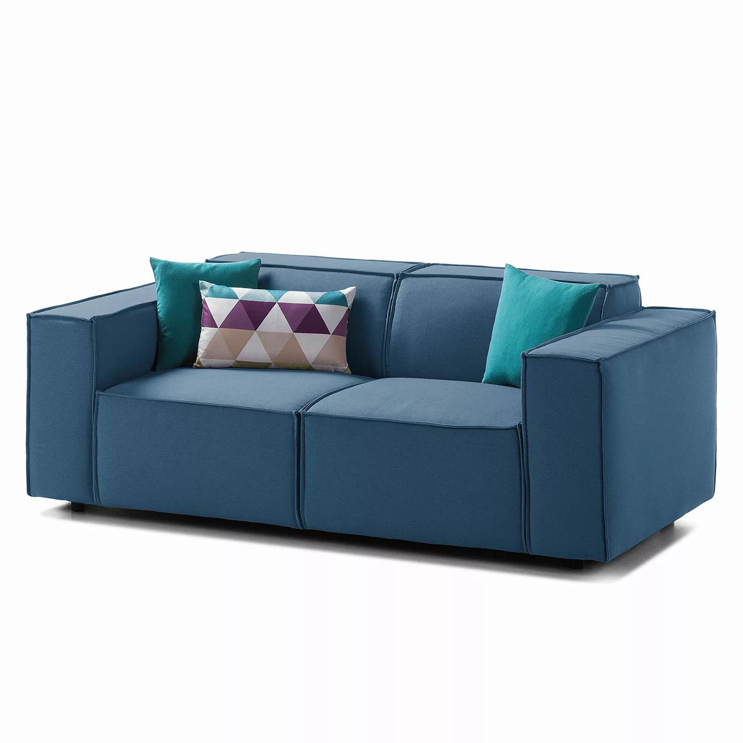 home24 Sofa Kinx 2-Sitzer Dunkelblau Strukturstoff 189x72x96 cm (BxHxT) Mod günstig online kaufen