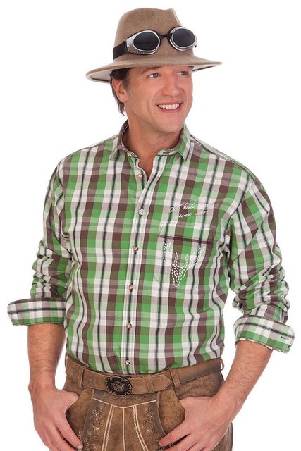 orbis Trachtenhemd Trachtenhemd - A HOIBE GEHT NO - grün günstig online kaufen